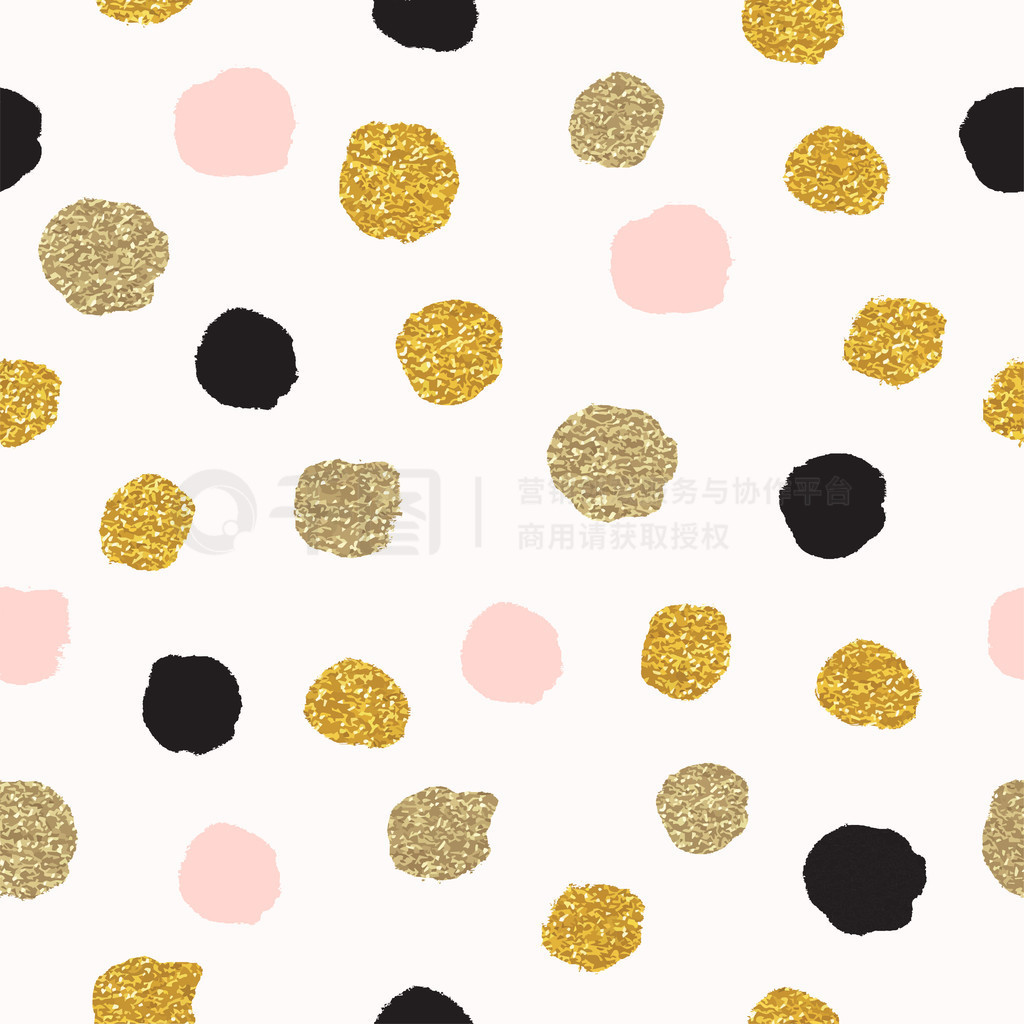 polka dots of rose gold and black