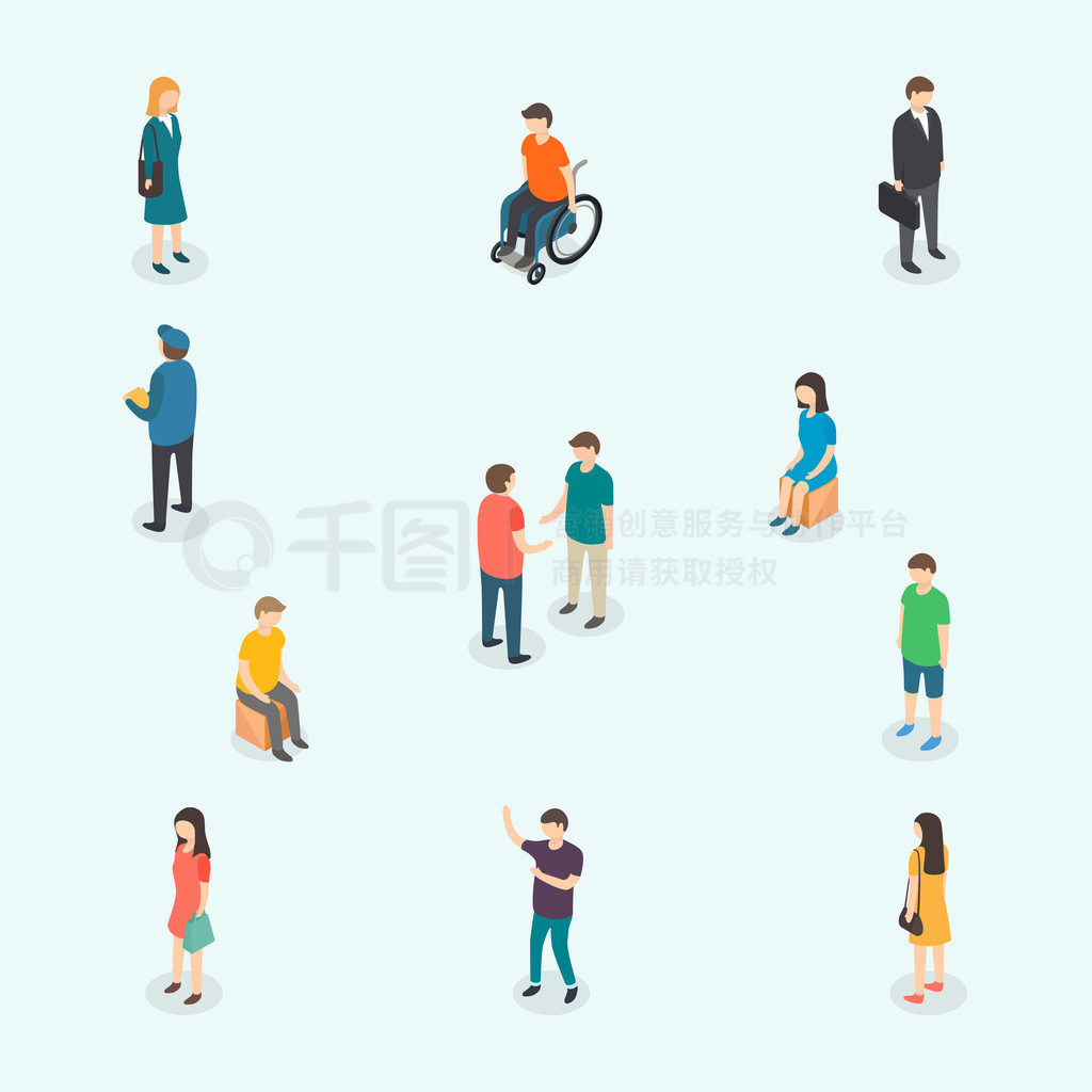 Isometric 3d vector people. Set of woman and man. Vector illust