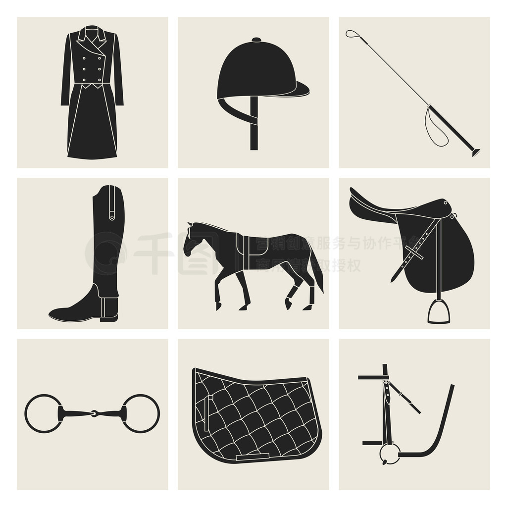 Black equestrian icons