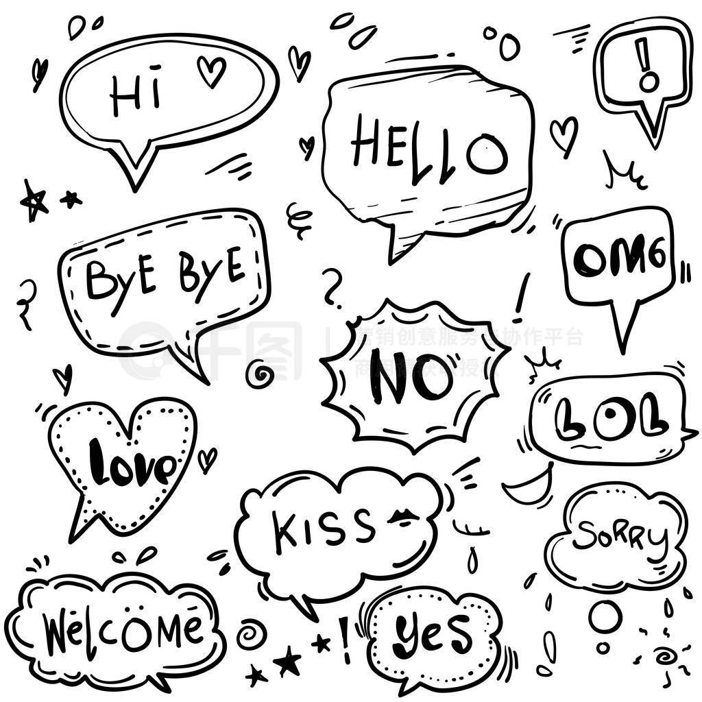 ֻһжԻĭHello, Love, Bye, Hi, welcome doodle styleͨ