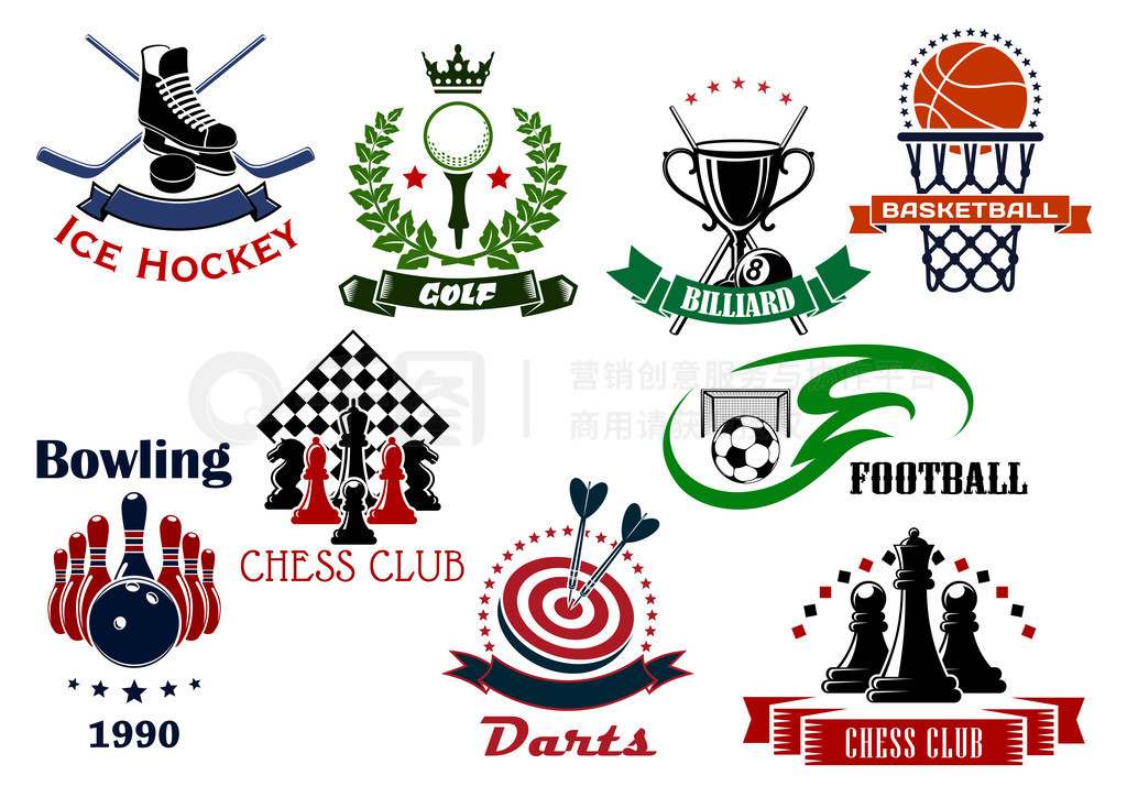 Sport game heraldic icons and symbols