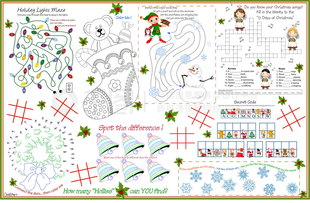 Placemat Christmas Printable Activity Sheet 7