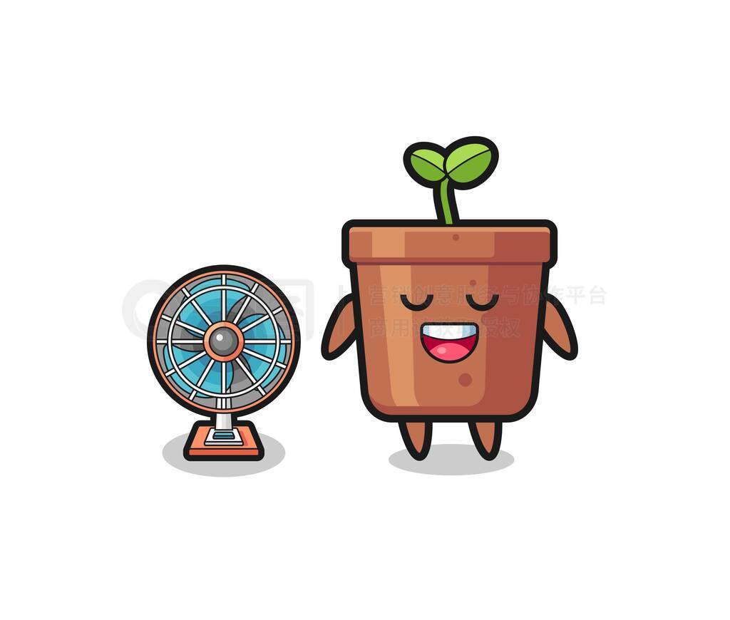 cute plant pot is standing in front of the fan , cute design