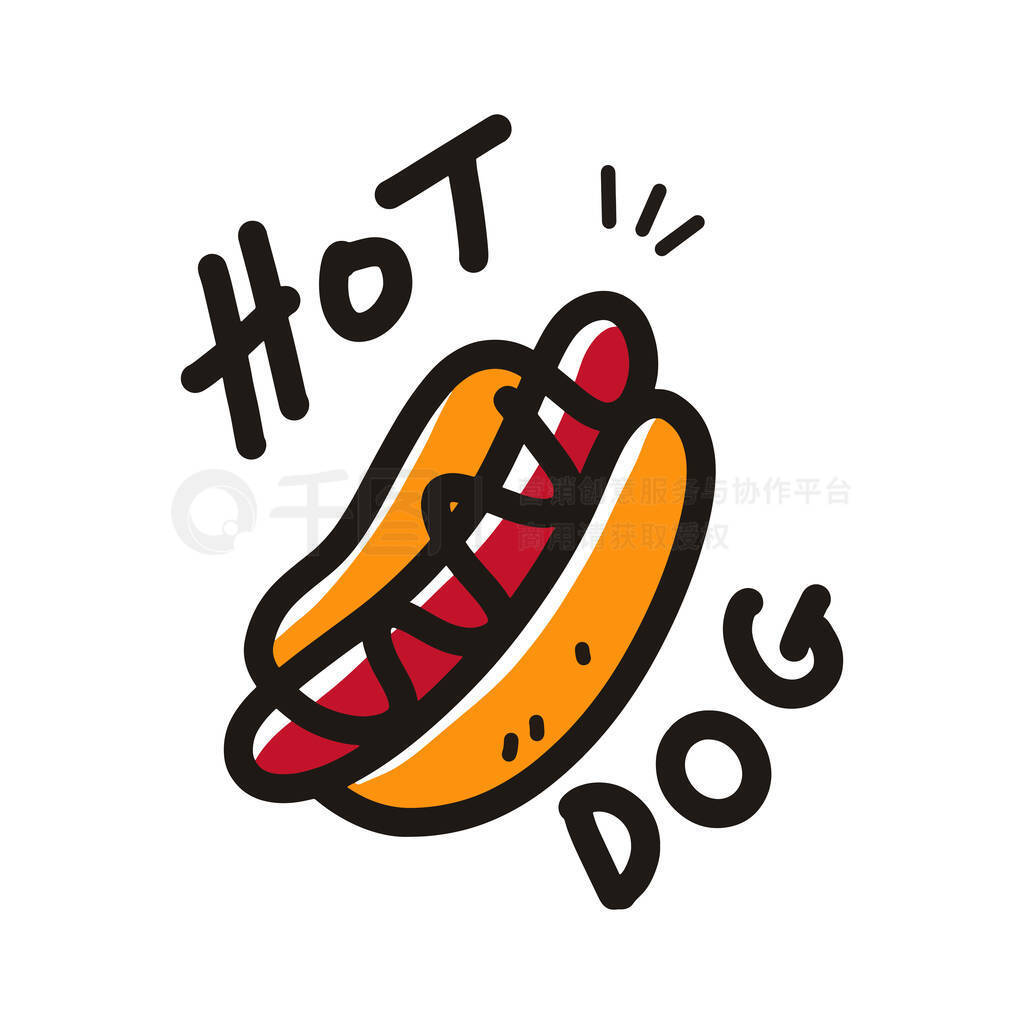 hotdog cartoon illustration in vector graphic. hand drawn fast food illustration for any element des