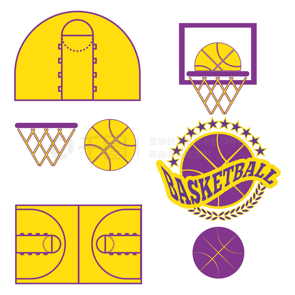 Basketball Game Objects Icons