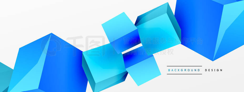 3d cubes vector abstract background. Composition of 3d square shaped basic geometric elements. Trend