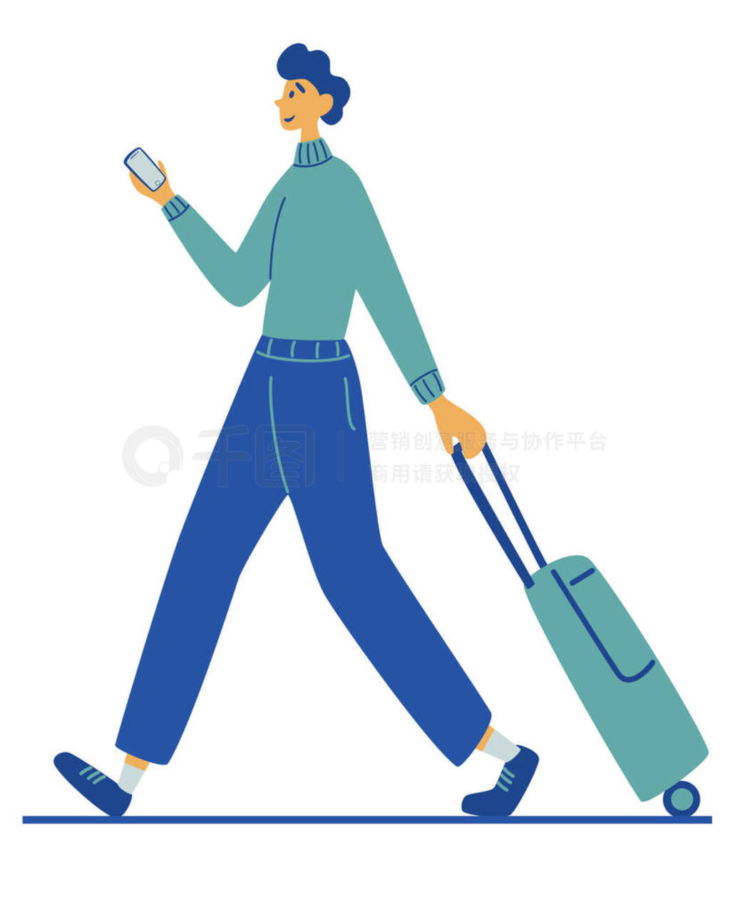 Man carries suitcase. Travel, vacation, adventure. Recreation and tourism. Journey. Young man with