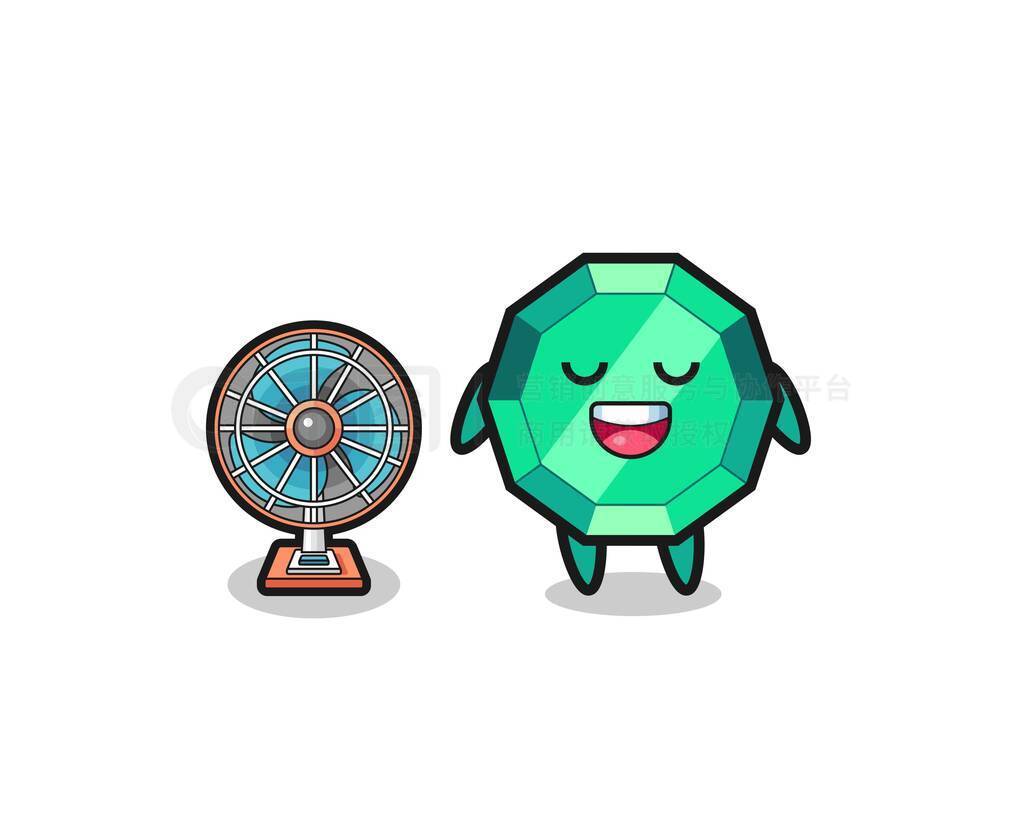 cute emerald gemstone is standing in front of the fan , cute design