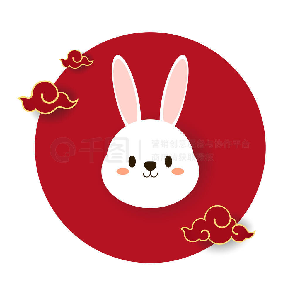 Happy Chinese new year greeting card 2023 with cute rabbit. Animal holidays cartoon character. Rabbi