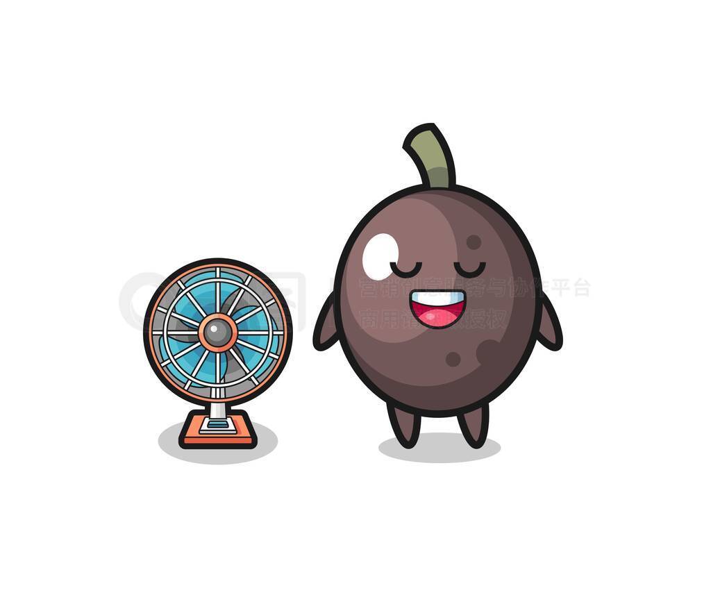 cute black olive is standing in front of the fan , cute design