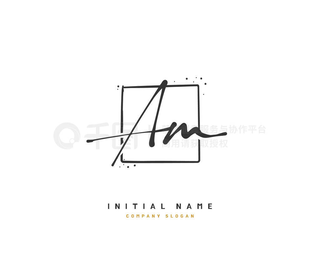 A M AM Beauty vector initial logo, handwriting logo of initial signature, wedding, fashion, jewerly,