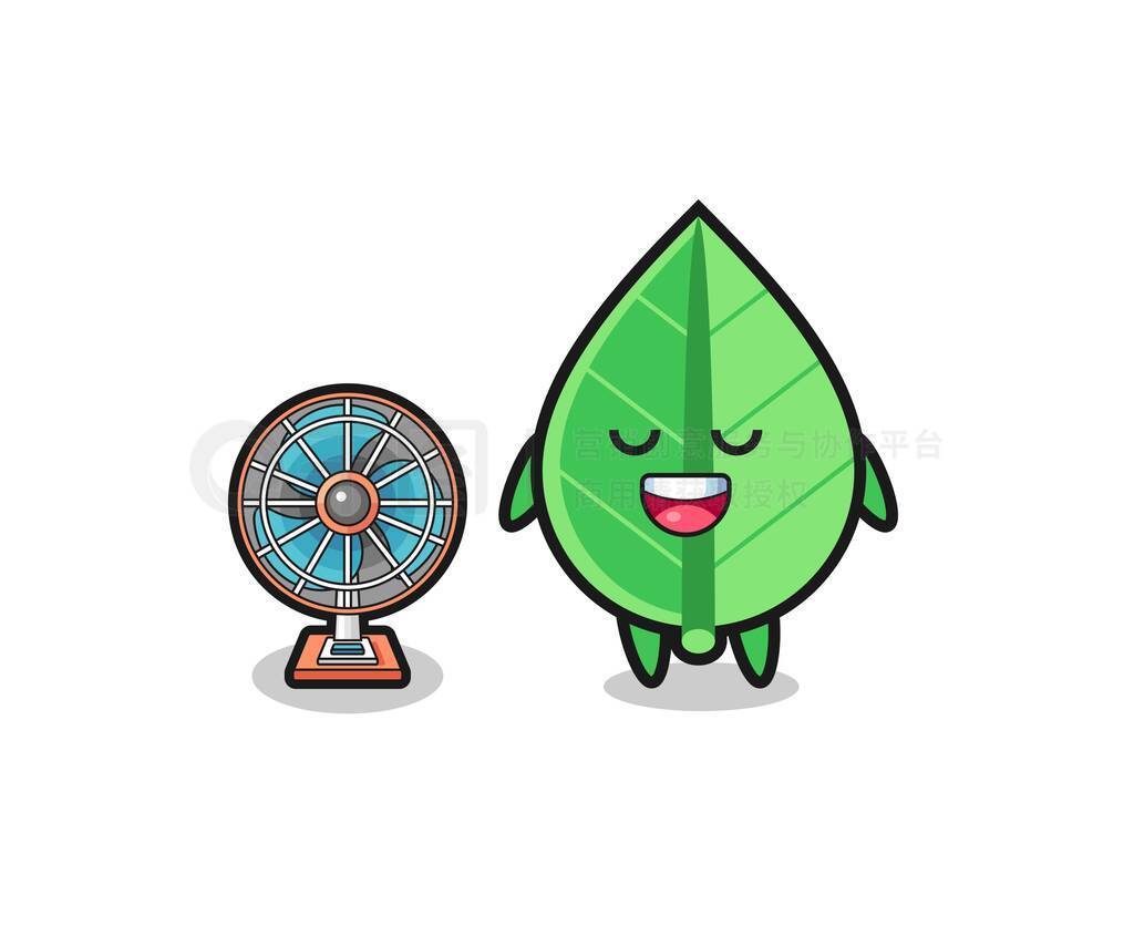 cute leaf is standing in front of the fan , cute design