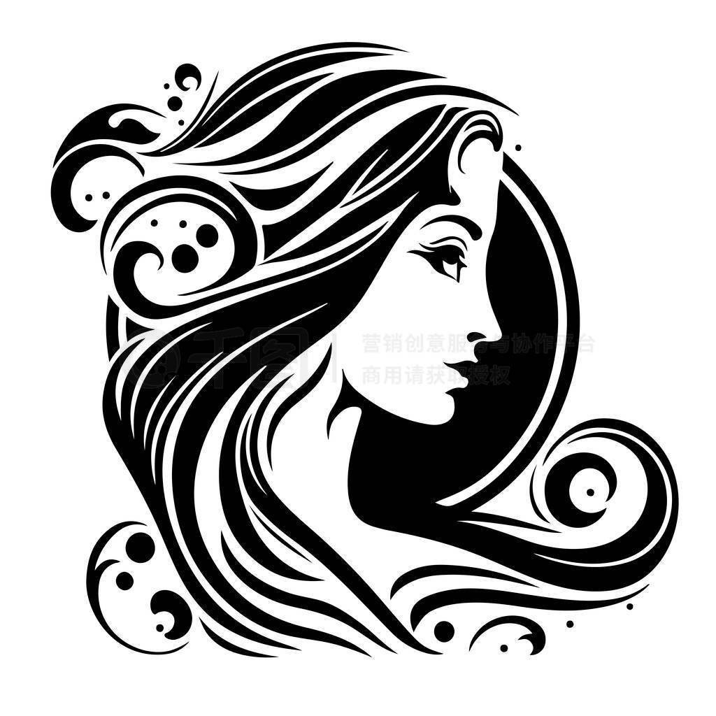 Abstract vector illustration of a beautiful woman. Female silhouette. Great for the logo of the beau