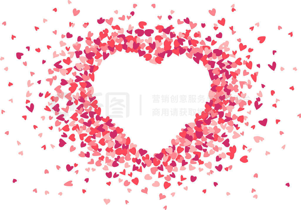 Valentine s day postcard, a big heart made of a lot of little hearts. Cute Frame Illustration, blank