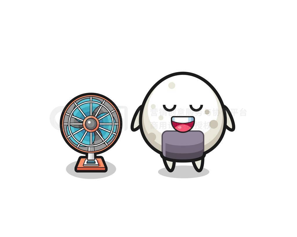 cute onigiri is standing in front of the fan , cute design