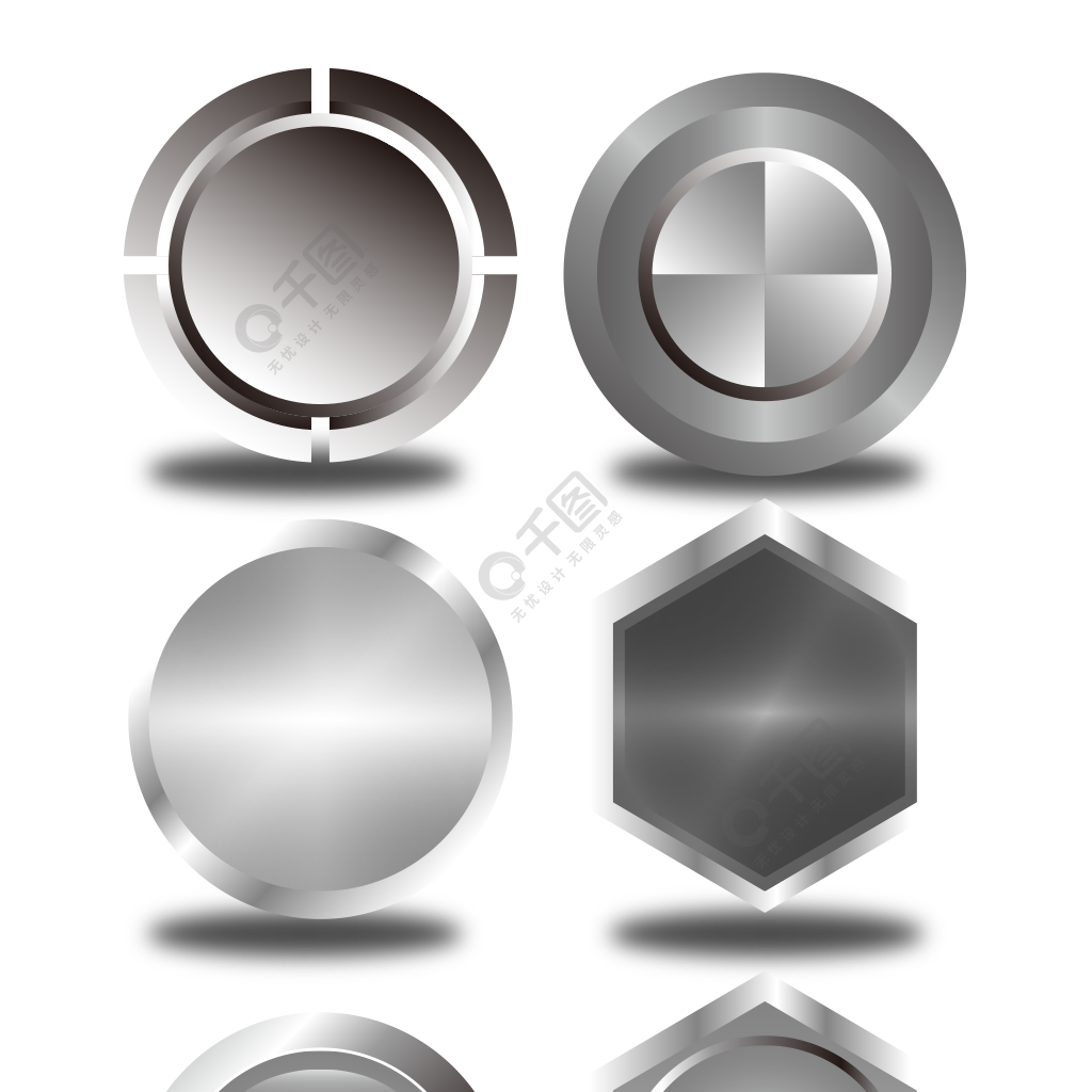 銀色金屬按鈕圖片