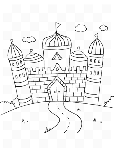 城堡 线条画图片
