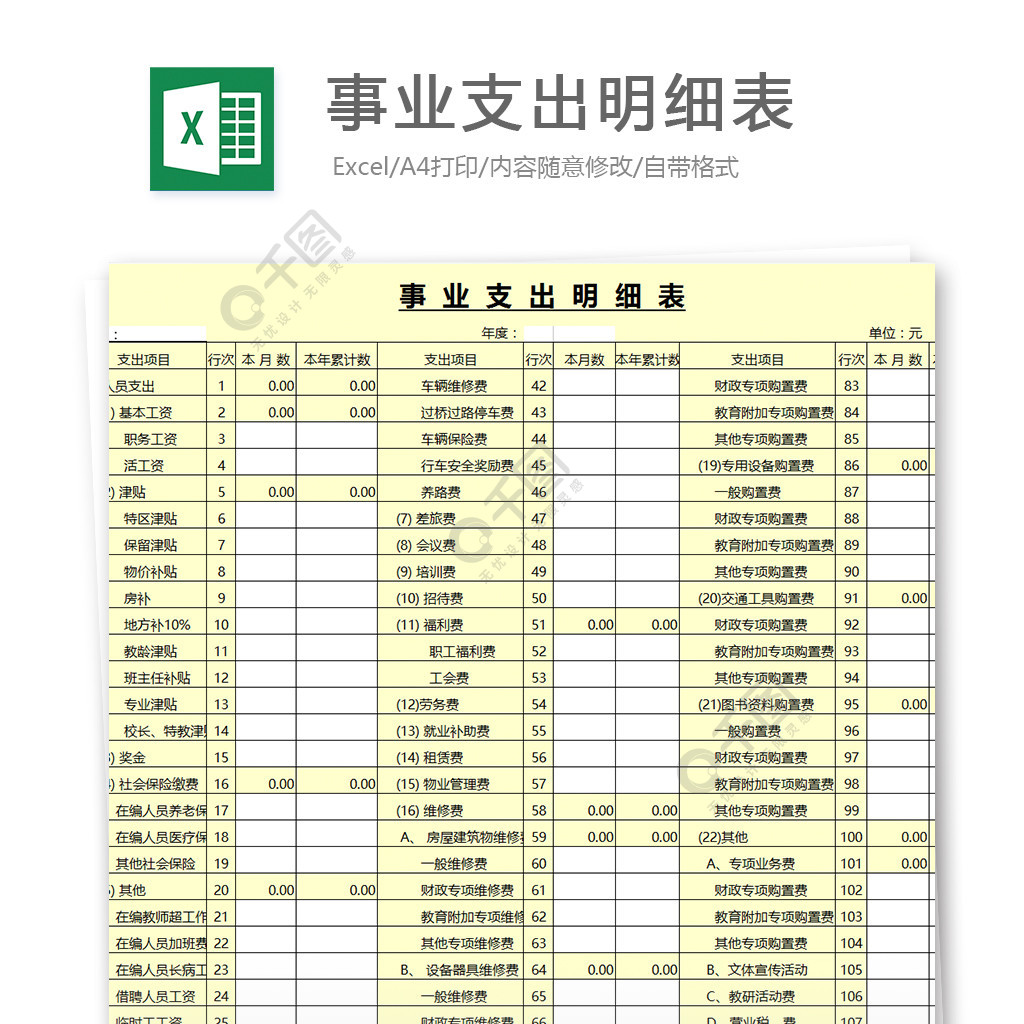 事業支出明細表格