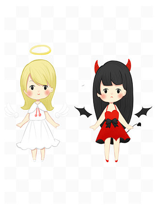 天使和恶魔怎么画混合图片