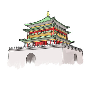 西安钟楼画法图片