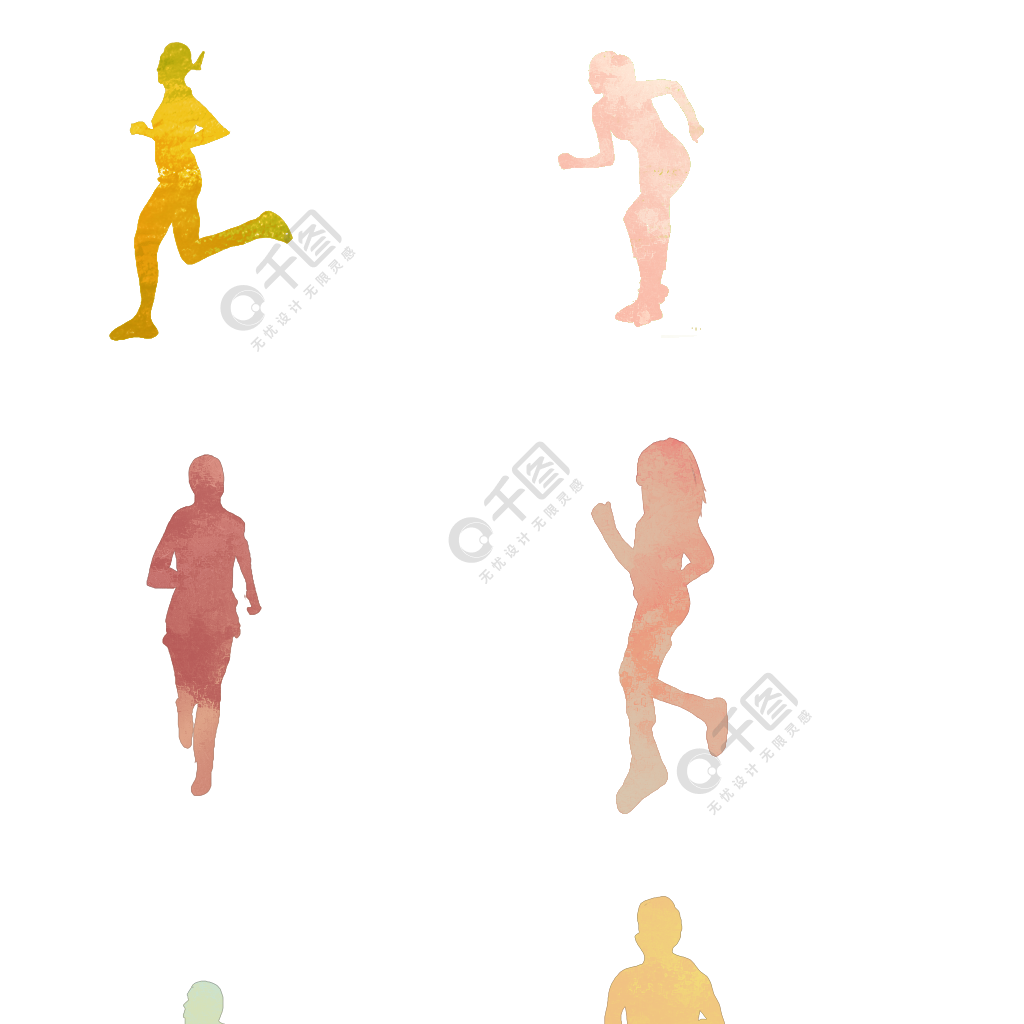 彩色人物剪影ai素材模板免费下载_psd格式_1024像素_编号28394511-千