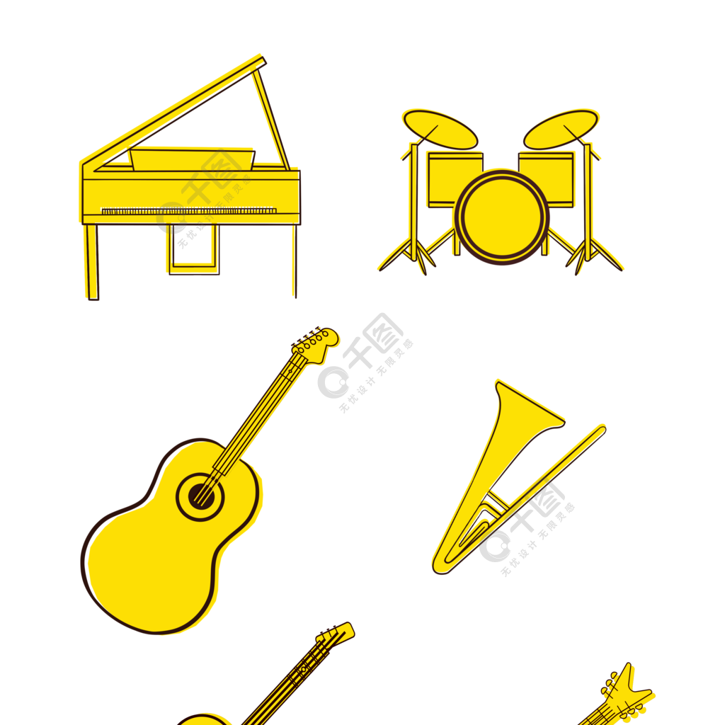 手繪創意樂器矢量素材模板免費下載_psd格式_3072像素_編號28552261-