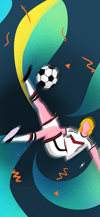 插画世界杯足球德国队金发男运动绿色配图