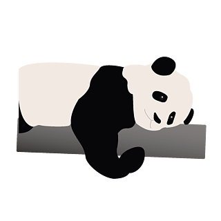 国宝熊猫动物可爱黑白手绘矢量