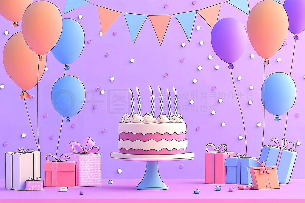 Birthday backgroundͨ3DȾյ廭