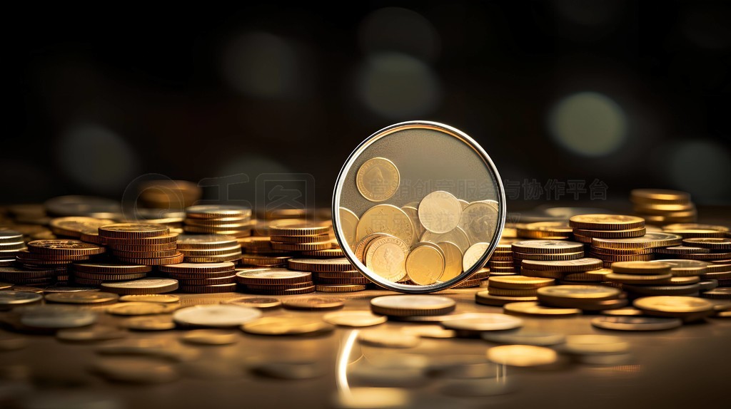 one Ŵ next to dozens of coins stacked up