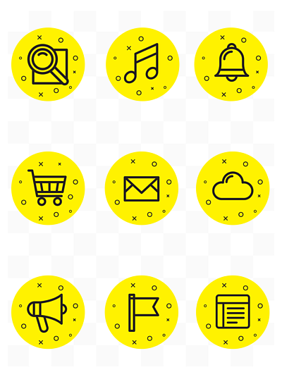 黄色圆形app常用图标元素