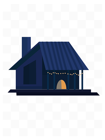 蓝色的卡通小房子原创元素