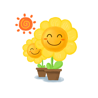 水墨植物向日葵阳光卡通可爱手绘