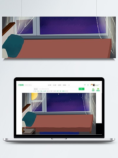 卡通手繪臥室 i>窗 /i> i>戶 /i>背景設計