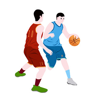篮球运动员红色卡通可爱体育人物元素