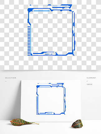 蓝色科技科幻边框对话框矩形背景素材