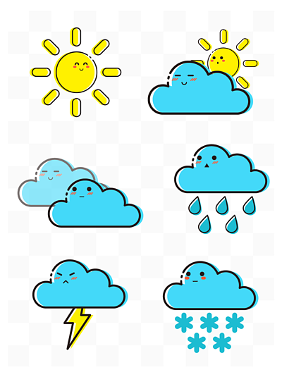 天气卡通素材免费下载3689可爱金色云朵闪电雷电卡通动态gif元素842