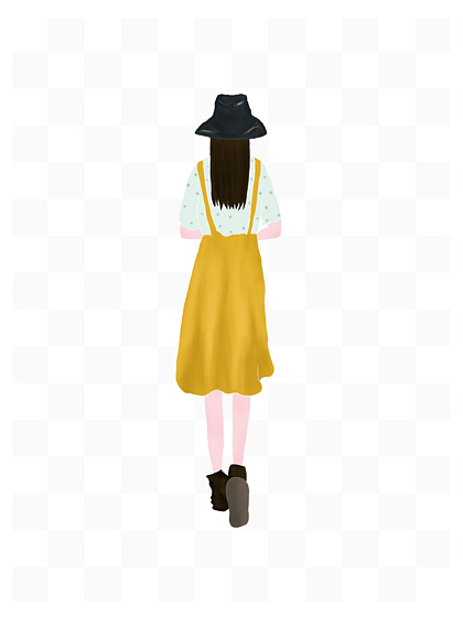 长发女人背影可商用元素1434897日本和服和风日式服装扁平风矢量可爱