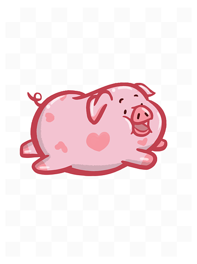 猪粉色卡通可爱动物元素原创商用2019生肖猪猪年1237粉色可爱动物猪