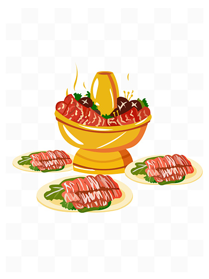 38424手绘美食红红火火羊肉火锅铜锅涮肉3846118手绘卡通素食食物世界