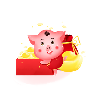 新年立体猪ip发财红包福袋促销金币购物