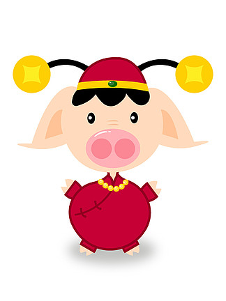 猪年素材可爱卡通2019喜庆发财猪