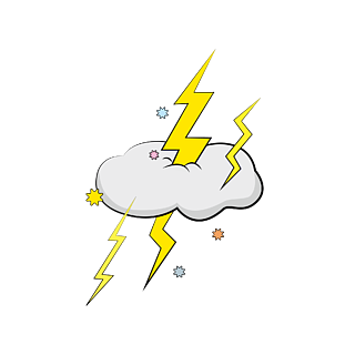 商用卡通可爱乌云闪电天气气象图形