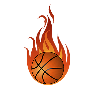 燃烧的篮球带火的篮球夸张效果素材火焰黑色未燃烧完纸边框夜晚燃放