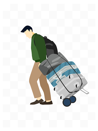 一个人拖行李箱动漫图图片