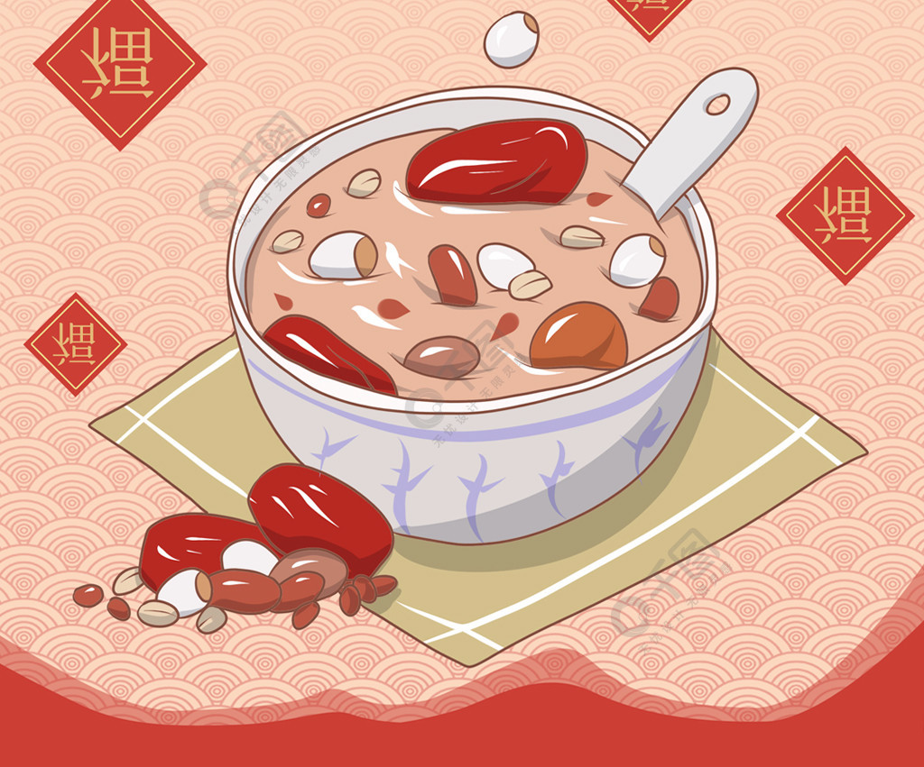 腊八节社交媒体用图腊八粥对联喜庆年味3年前发布