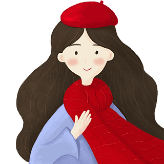 小清新冬季围着红围巾的女孩