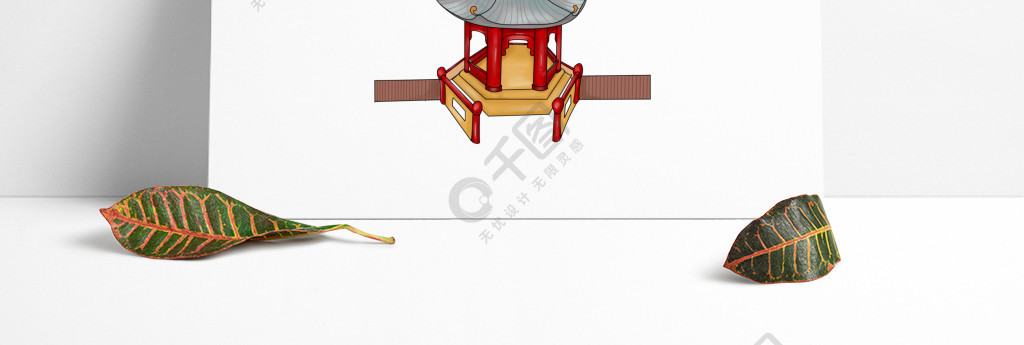 涼亭古亭古風手繪亭子蘭亭免摳素材紅色