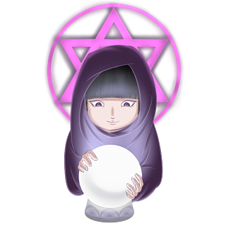 手绘紫色卡通占卜女巫巫婆水晶球可商用元素
