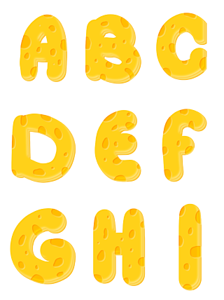 奶酪字体26个英文字母图片